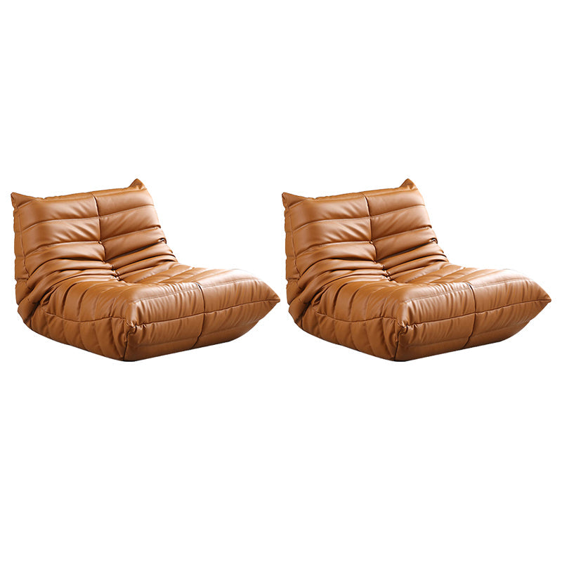 Mid-Century Modern Armless Accent Chair Microfiber Accent Room Chair for Living Room Brown 2 Piece Set Clearhalo 'Accent Chairs' 'accent_chairs' 'Chairs & Seating' 'furn' 'furn_accent_chairs' 'Furniture' 'Living Room Furniture' 5662213