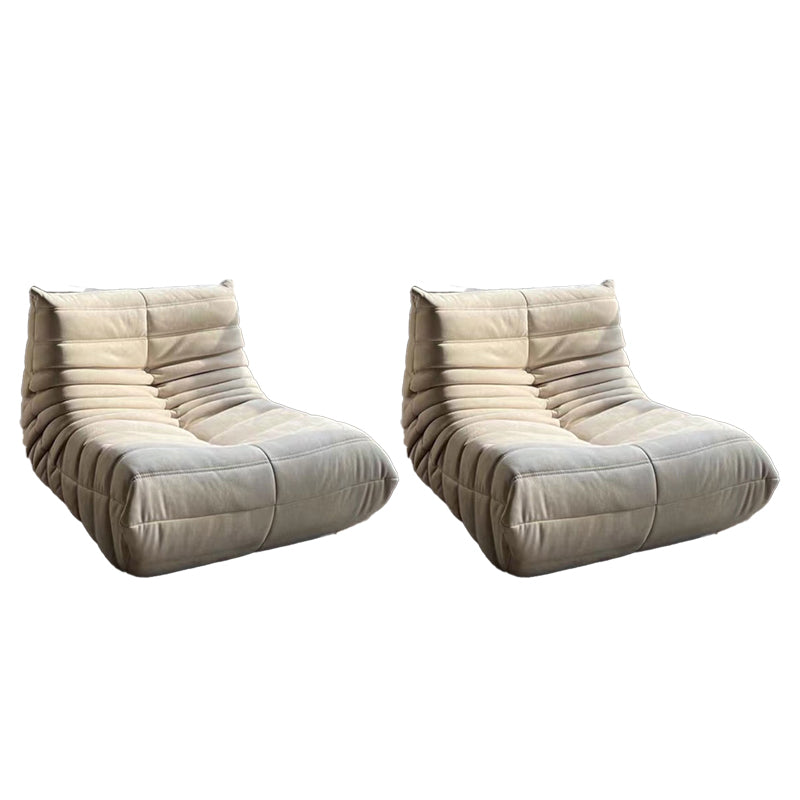 Mid-Century Modern Armless Accent Chair Microfiber Accent Room Chair for Living Room Beige 2 Piece Set Clearhalo 'Accent Chairs' 'accent_chairs' 'Chairs & Seating' 'furn' 'furn_accent_chairs' 'Furniture' 'Living Room Furniture' 5662214
