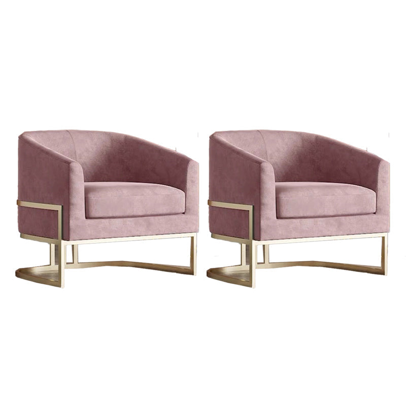 Contemporary 28" Wide Fixed Back Sloped Arms Sponge Barrel Chair Pink 2 Piece Set Clearhalo 'Accent Chairs' 'accent_chairs' 'Chairs & Seating' 'furn' 'furn_accent_chairs' 'Furniture' 'Living Room Furniture' 5662320