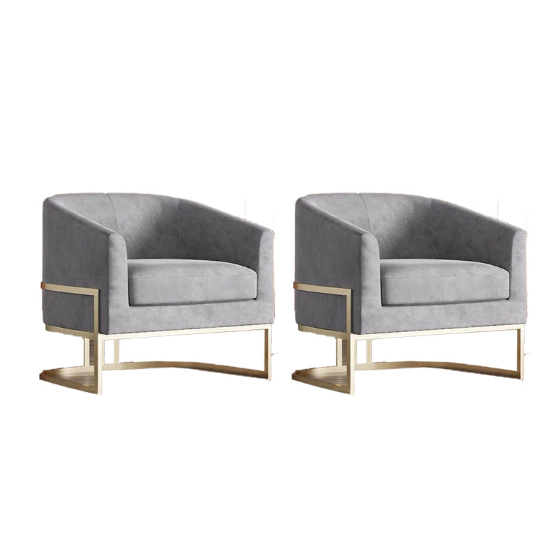 Contemporary 28" Wide Fixed Back Sloped Arms Sponge Barrel Chair Grey 2 Piece Set Clearhalo 'Accent Chairs' 'accent_chairs' 'Chairs & Seating' 'furn' 'furn_accent_chairs' 'Furniture' 'Living Room Furniture' 5662322
