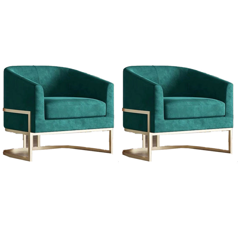 Contemporary 28" Wide Fixed Back Sloped Arms Sponge Barrel Chair Green 2 Piece Set Clearhalo 'Accent Chairs' 'accent_chairs' 'Chairs & Seating' 'furn' 'furn_accent_chairs' 'Furniture' 'Living Room Furniture' 5662326