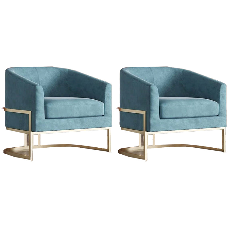 Contemporary 28" Wide Fixed Back Sloped Arms Sponge Barrel Chair Blue 2 Piece Set Clearhalo 'Accent Chairs' 'accent_chairs' 'Chairs & Seating' 'furn' 'furn_accent_chairs' 'Furniture' 'Living Room Furniture' 5662327