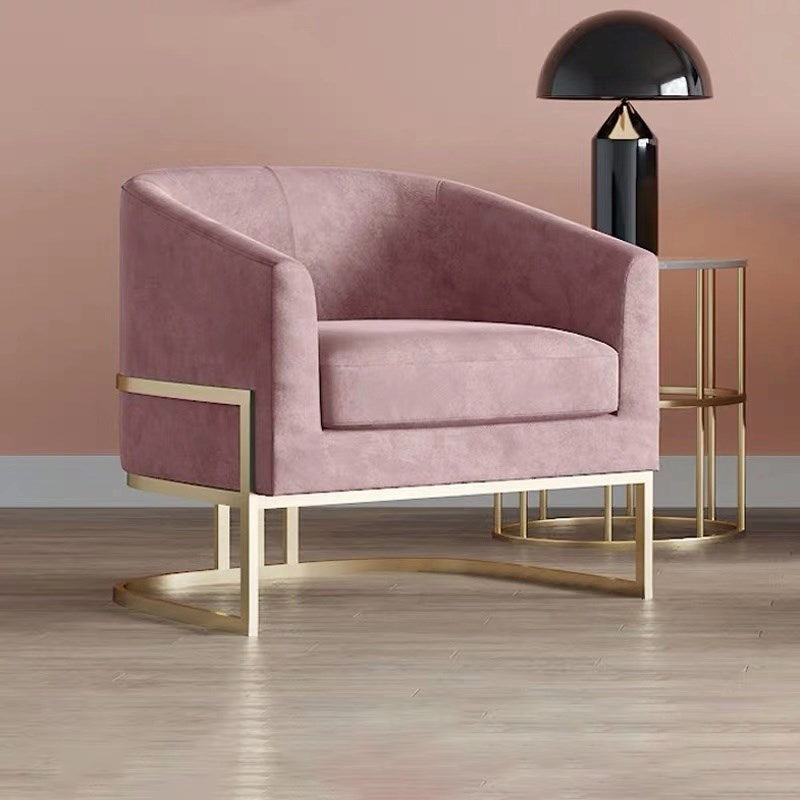 Contemporary 28" Wide Fixed Back Sloped Arms Sponge Barrel Chair Pink 1 Piece Clearhalo 'Accent Chairs' 'accent_chairs' 'Chairs & Seating' 'furn' 'furn_accent_chairs' 'Furniture' 'Living Room Furniture' 5662337