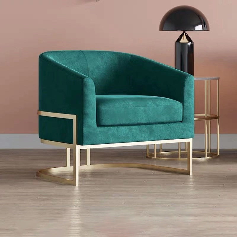 Contemporary 28" Wide Fixed Back Sloped Arms Sponge Barrel Chair Green 1 Piece Clearhalo 'Accent Chairs' 'accent_chairs' 'Chairs & Seating' 'furn' 'furn_accent_chairs' 'Furniture' 'Living Room Furniture' 5662339