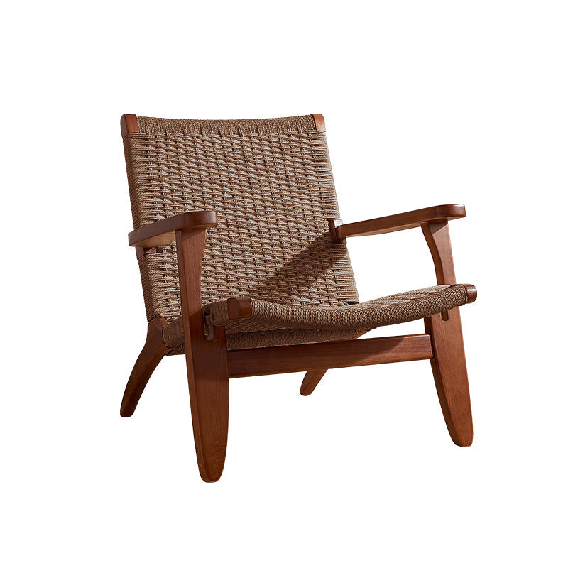 Scandinavian 28.74"Wide Solid Wood Woven Back Arm Chair for Living Room