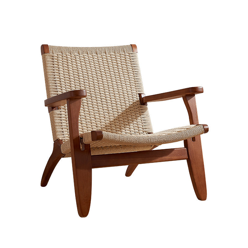 Scandinavian 28.74"Wide Solid Wood Woven Back Arm Chair for Living Room
