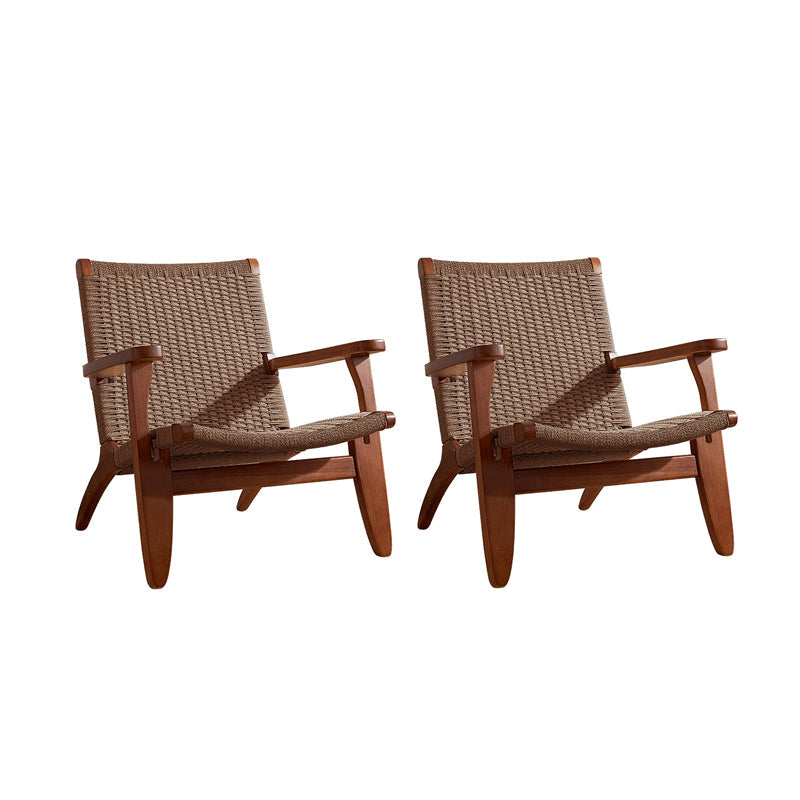 Scandinavian 28.74"Wide Solid Wood Woven Back Arm Chair for Living Room