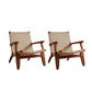 Scandinavian 28.74"Wide Solid Wood Woven Back Arm Chair for Living Room
