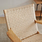 Scandinavian 28.74"Wide Solid Wood Woven Back Arm Chair for Living Room