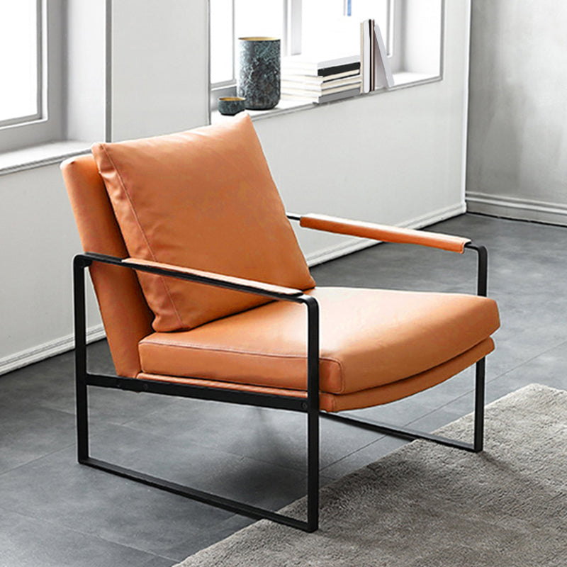 Mid-Century Modern Sled Arm Chair Leather Accent Armchair for Bedroom