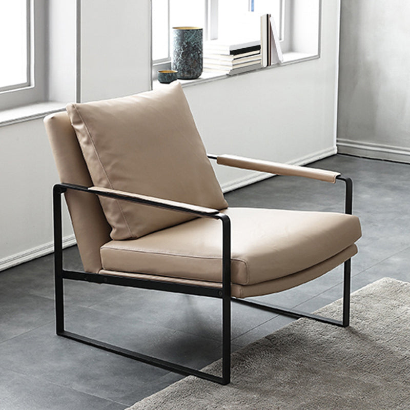 Mid-Century Modern Sled Arm Chair Leather Accent Armchair for Bedroom