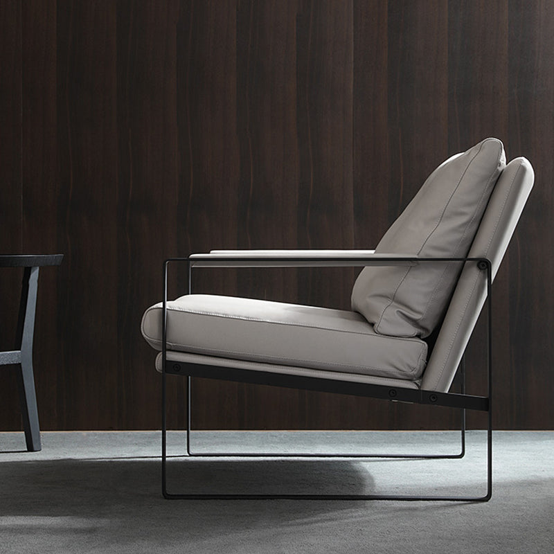 Mid-Century Modern Sled Arm Chair Leather Accent Armchair for Bedroom