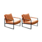 Mid-Century Modern Sled Arm Chair Leather Accent Armchair for Bedroom