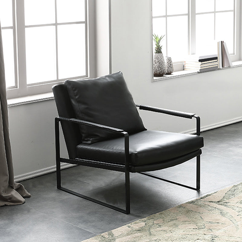 Mid-Century Modern Sled Arm Chair Leather Accent Armchair for Bedroom