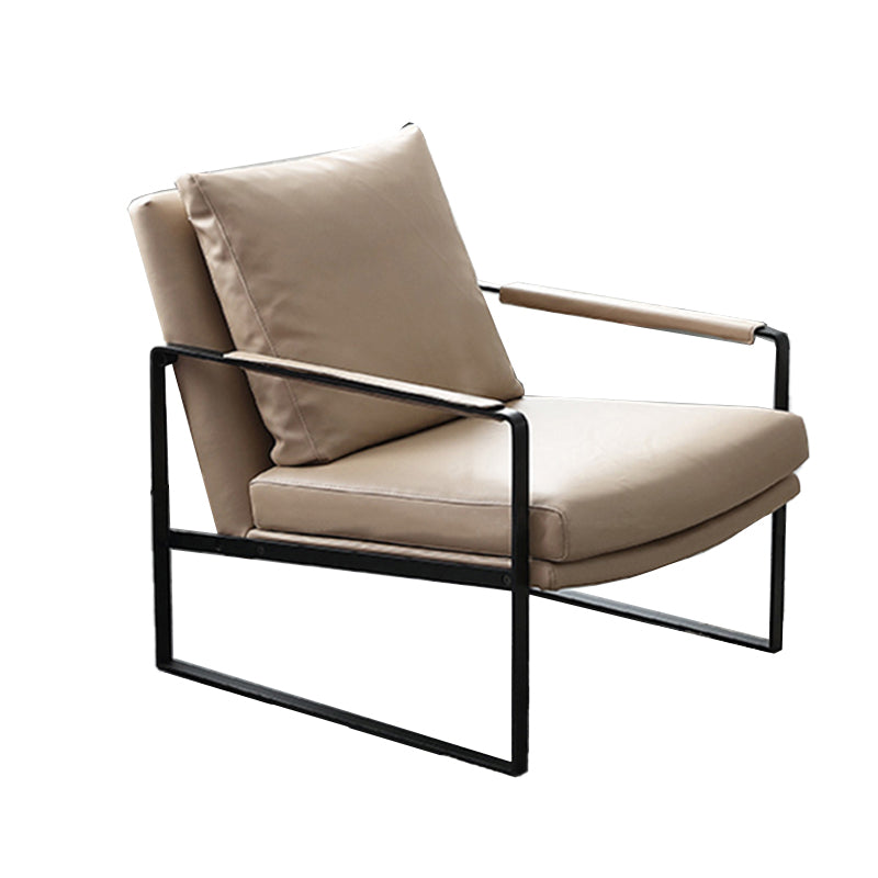 Mid-Century Modern Sled Arm Chair Leather Accent Armchair for Bedroom
