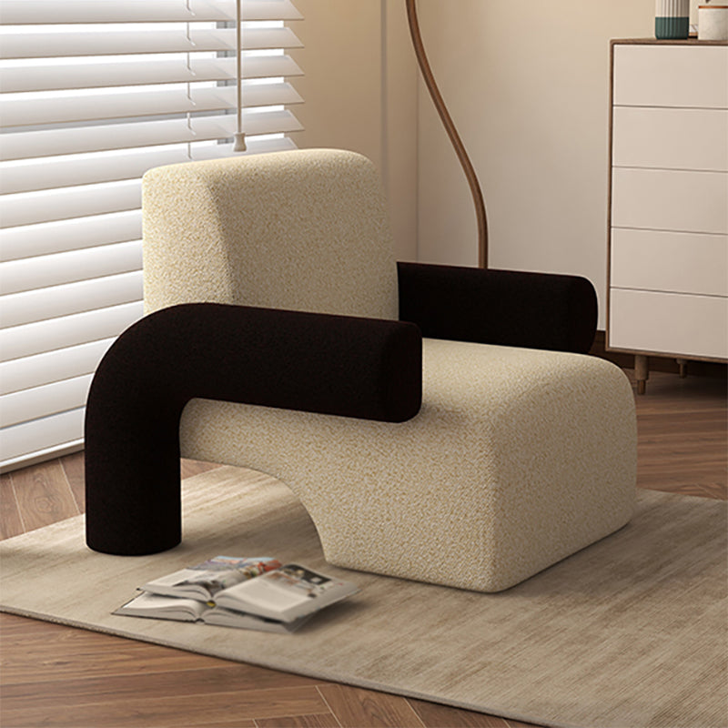 Nordic Style Living Room Velvet Round Arms Tight Back Arm Chair Black White 1 Piece Clearhalo 'Accent Chairs' 'accent_chairs' 'Chairs & Seating' 'furn' 'furn_accent_chairs' 'Furniture' 'Living Room Furniture' 5662518