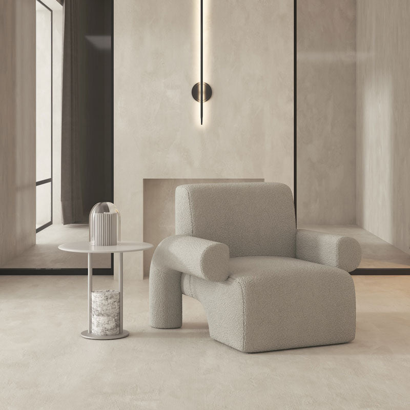 Nordic Style Living Room Velvet Round Arms Tight Back Arm Chair Light Gray 1 Piece Clearhalo 'Accent Chairs' 'accent_chairs' 'Chairs & Seating' 'furn' 'furn_accent_chairs' 'Furniture' 'Living Room Furniture' 5662529