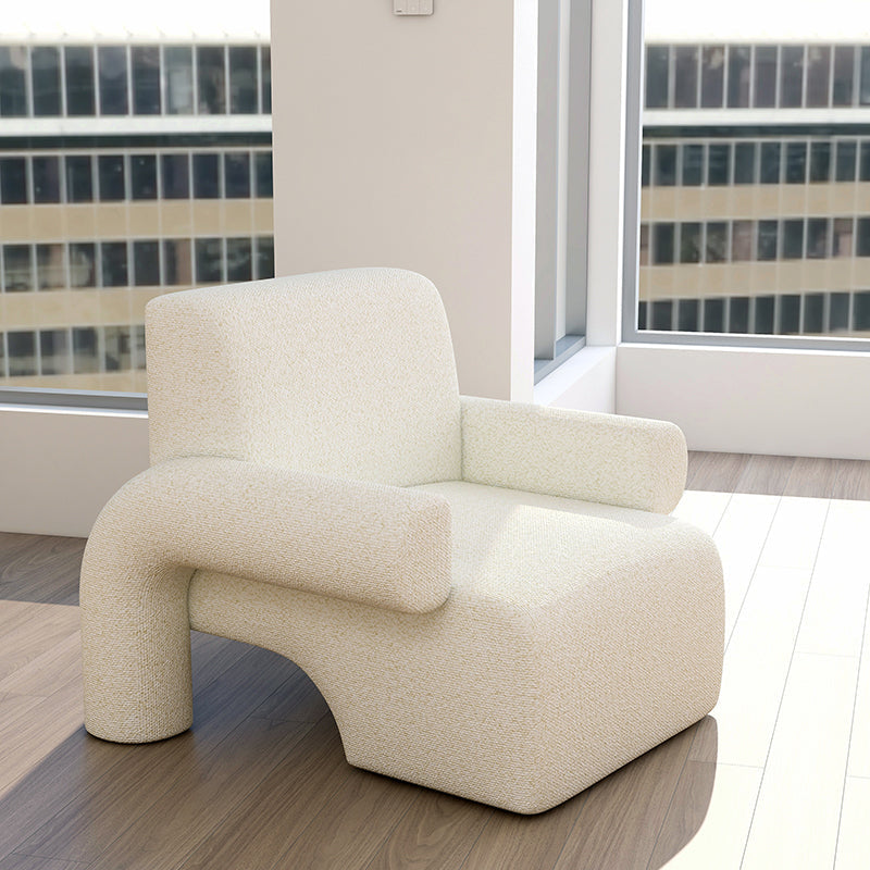 Nordic Style Living Room Velvet Round Arms Tight Back Arm Chair White 1 Piece Clearhalo 'Accent Chairs' 'accent_chairs' 'Chairs & Seating' 'furn' 'furn_accent_chairs' 'Furniture' 'Living Room Furniture' 5662531