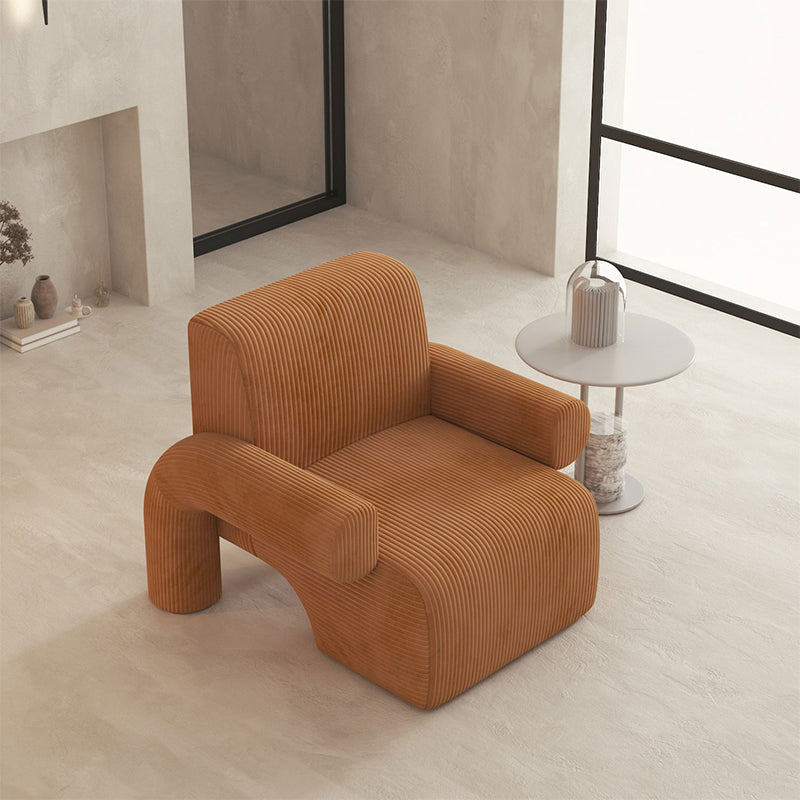 Nordic Style Living Room Velvet Round Arms Tight Back Arm Chair Coffee 1 Piece Clearhalo 'Accent Chairs' 'accent_chairs' 'Chairs & Seating' 'furn' 'furn_accent_chairs' 'Furniture' 'Living Room Furniture' 5662532