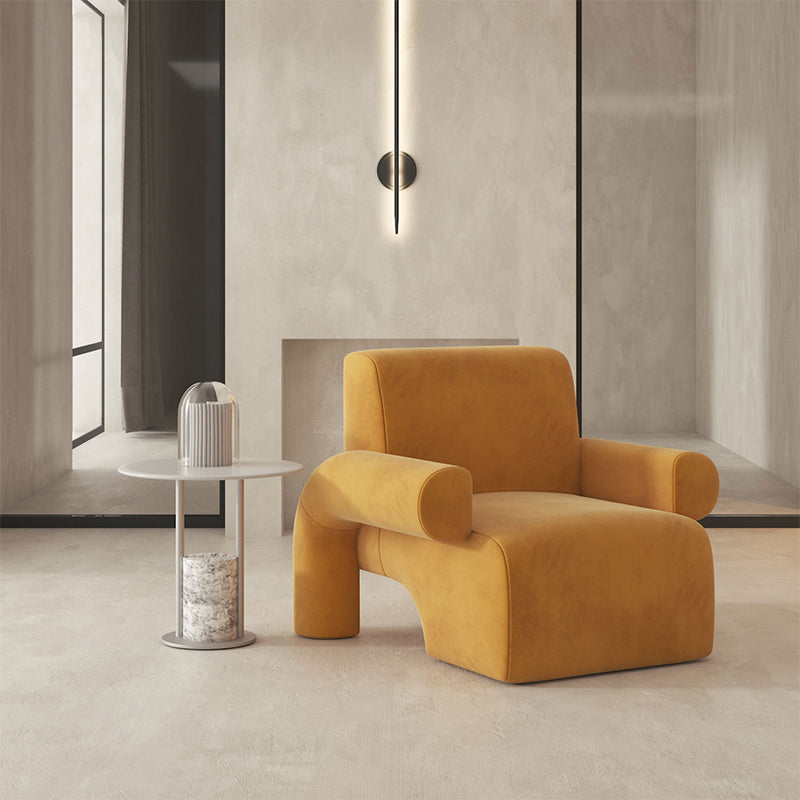 Nordic Style Living Room Velvet Round Arms Tight Back Arm Chair Ginger 1 Piece Clearhalo 'Accent Chairs' 'accent_chairs' 'Chairs & Seating' 'furn' 'furn_accent_chairs' 'Furniture' 'Living Room Furniture' 5662534