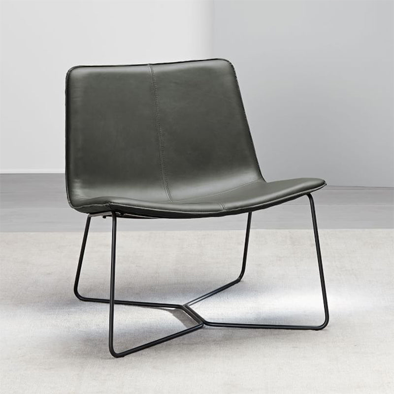 Industrieel 24,4 "brede faux lederen vaste rug metalen basis armloze stoel