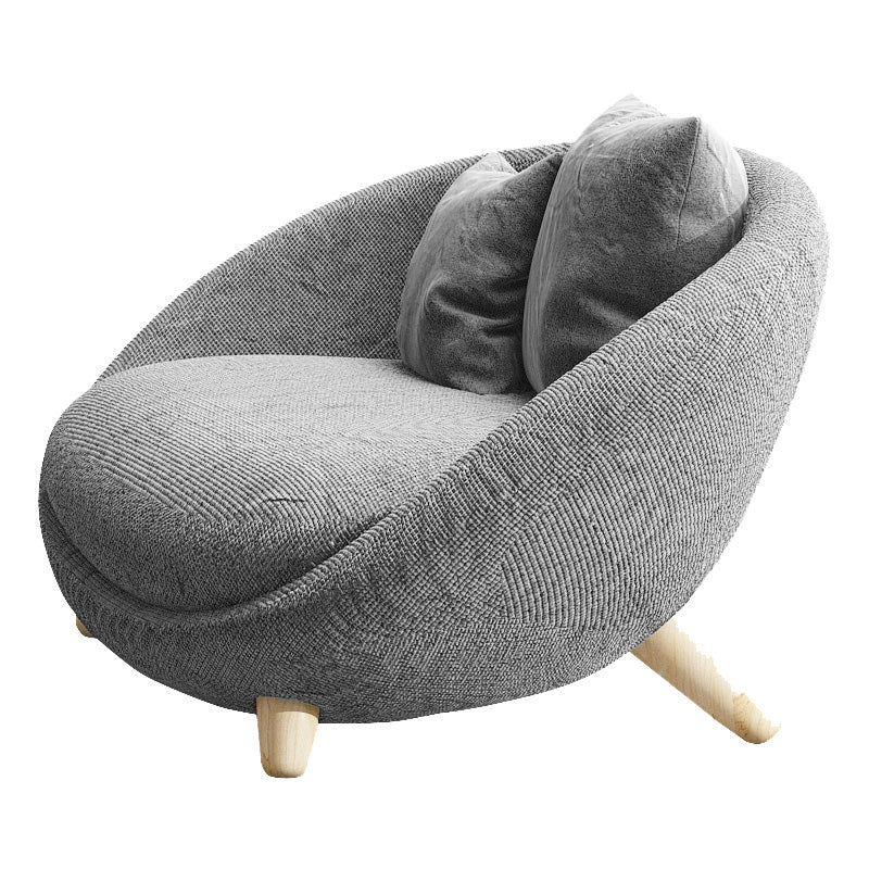 Scandinavian 34.6"Wide Cotton Blend Fixed Back Sloped Arms Papasan Chair with 2 Pillows Grey 1 Piece Clearhalo 'Accent Chairs' 'accent_chairs' 'Chairs & Seating' 'furn' 'furn_accent_chairs' 'Furniture' 'Living Room Furniture' 5662574