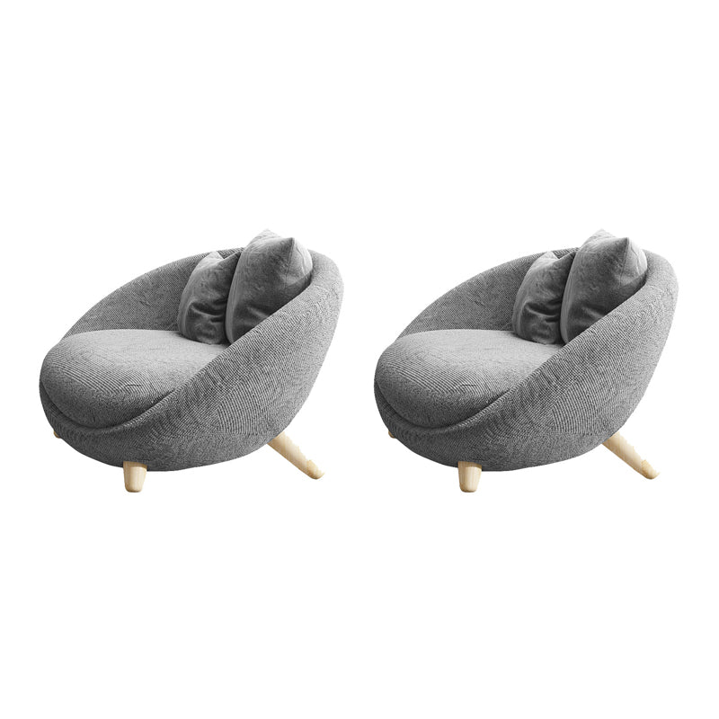 Scandinavian 34.6"Wide Cotton Blend Fixed Back Sloped Arms Papasan Chair with 2 Pillows Grey 2 Piece Set Clearhalo 'Accent Chairs' 'accent_chairs' 'Chairs & Seating' 'furn' 'furn_accent_chairs' 'Furniture' 'Living Room Furniture' 5662576