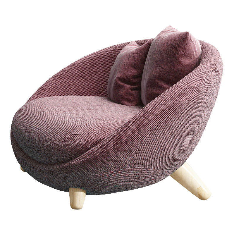 Scandinavian 34.6"Wide Cotton Blend Fixed Back Sloped Arms Papasan Chair with 2 Pillows Pink 1 Piece Clearhalo 'Accent Chairs' 'accent_chairs' 'Chairs & Seating' 'furn' 'furn_accent_chairs' 'Furniture' 'Living Room Furniture' 5662577
