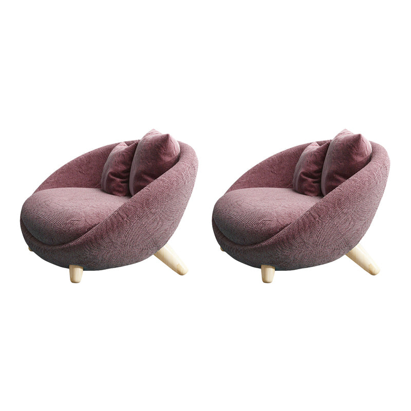 Scandinavian 34.6"Wide Cotton Blend Fixed Back Sloped Arms Papasan Chair with 2 Pillows Pink 2 Piece Set Clearhalo 'Accent Chairs' 'accent_chairs' 'Chairs & Seating' 'furn' 'furn_accent_chairs' 'Furniture' 'Living Room Furniture' 5662579