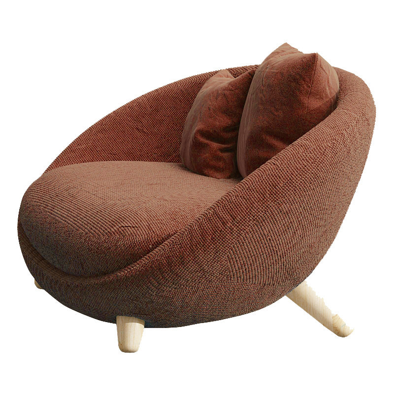 Scandinavian 34.6"Wide Cotton Blend Fixed Back Sloped Arms Papasan Chair with 2 Pillows Brown 1 Piece Clearhalo 'Accent Chairs' 'accent_chairs' 'Chairs & Seating' 'furn' 'furn_accent_chairs' 'Furniture' 'Living Room Furniture' 5662581