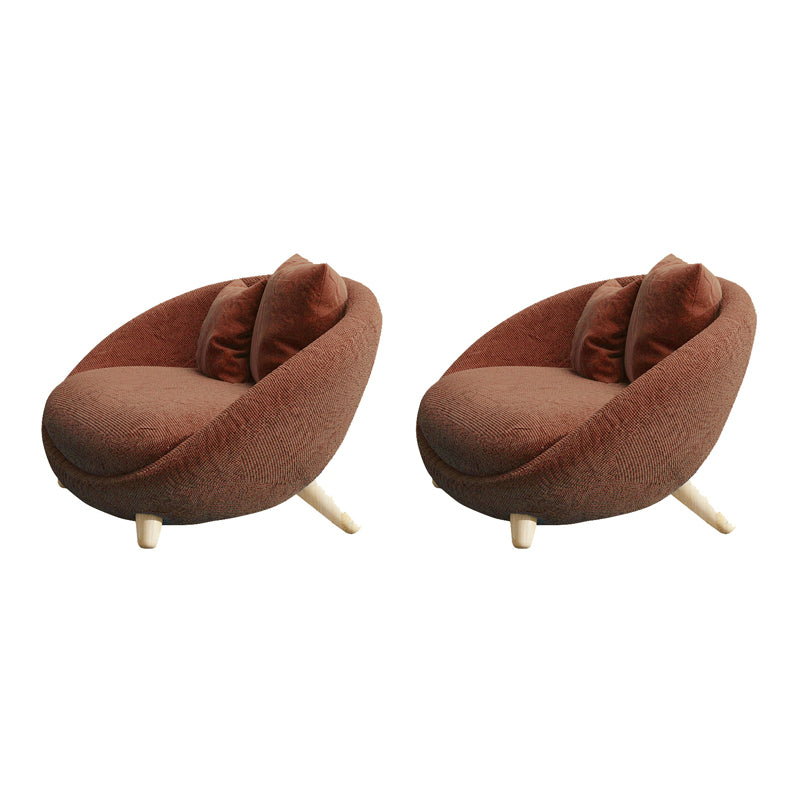 Scandinavian 34.6"Wide Cotton Blend Fixed Back Sloped Arms Papasan Chair with 2 Pillows Brown 2 Piece Set Clearhalo 'Accent Chairs' 'accent_chairs' 'Chairs & Seating' 'furn' 'furn_accent_chairs' 'Furniture' 'Living Room Furniture' 5662584