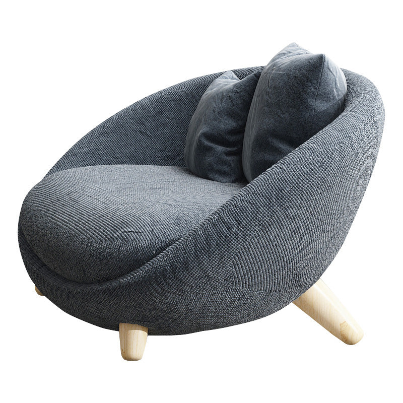 Scandinavian 34.6"Wide Cotton Blend Fixed Back Sloped Arms Papasan Chair with 2 Pillows Blue 1 Piece Clearhalo 'Accent Chairs' 'accent_chairs' 'Chairs & Seating' 'furn' 'furn_accent_chairs' 'Furniture' 'Living Room Furniture' 5662585