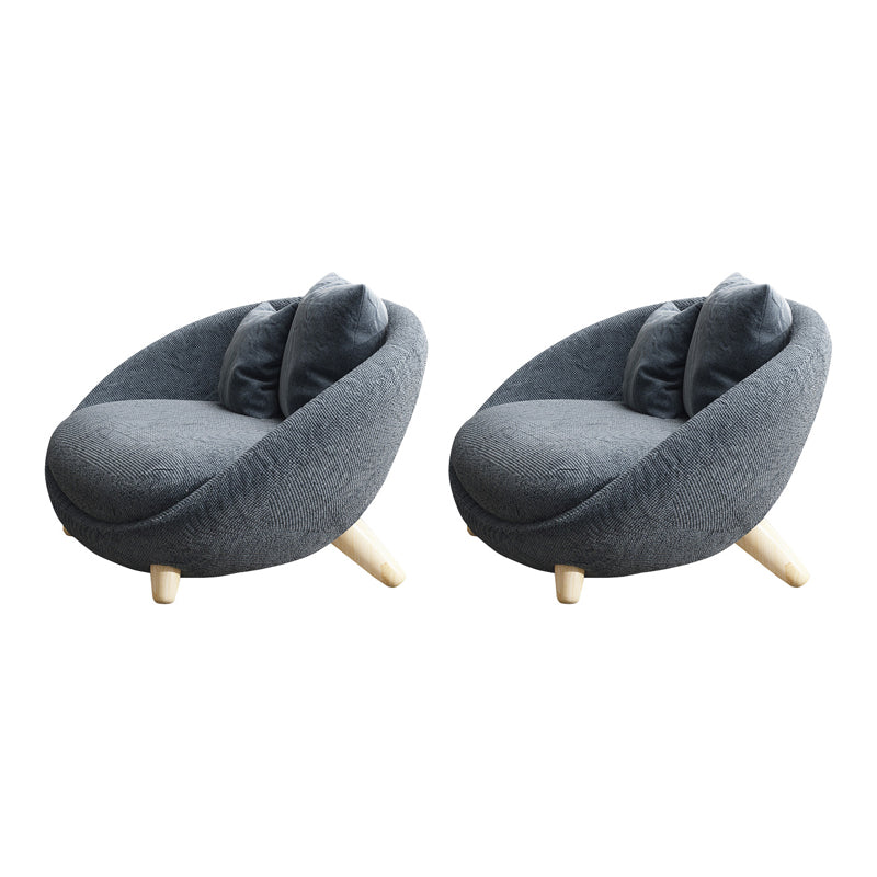 Scandinavian 34.6"Wide Cotton Blend Fixed Back Sloped Arms Papasan Chair with 2 Pillows Blue 2 Piece Set Clearhalo 'Accent Chairs' 'accent_chairs' 'Chairs & Seating' 'furn' 'furn_accent_chairs' 'Furniture' 'Living Room Furniture' 5662587