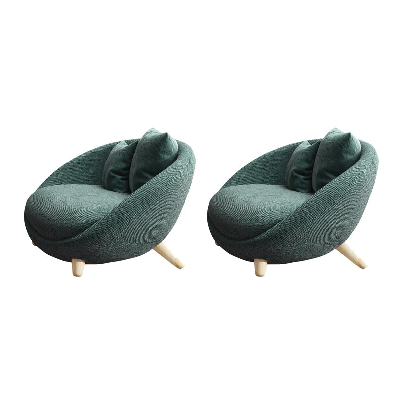 Scandinavian 34.6"Wide Cotton Blend Fixed Back Sloped Arms Papasan Chair with 2 Pillows Green 2 Piece Set Clearhalo 'Accent Chairs' 'accent_chairs' 'Chairs & Seating' 'furn' 'furn_accent_chairs' 'Furniture' 'Living Room Furniture' 5662590