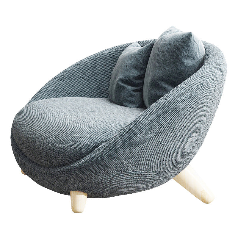 Scandinavian 34.6"Wide Cotton Blend Fixed Back Sloped Arms Papasan Chair with 2 Pillows Gray-Green 1 Piece Clearhalo 'Accent Chairs' 'accent_chairs' 'Chairs & Seating' 'furn' 'furn_accent_chairs' 'Furniture' 'Living Room Furniture' 5662591