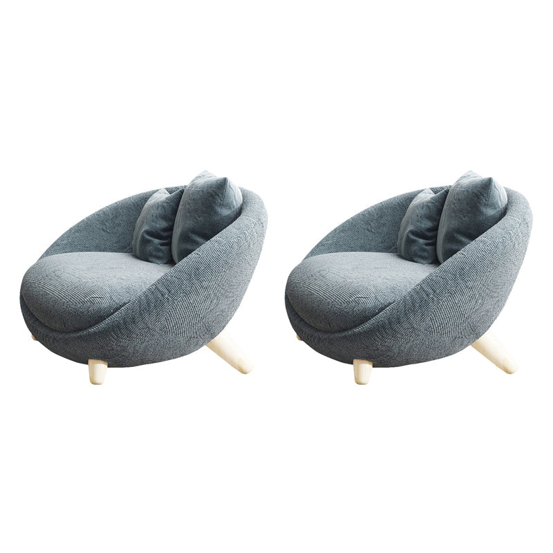 Scandinavian 34.6"Wide Cotton Blend Fixed Back Sloped Arms Papasan Chair with 2 Pillows Gray-Green 2 Piece Set Clearhalo 'Accent Chairs' 'accent_chairs' 'Chairs & Seating' 'furn' 'furn_accent_chairs' 'Furniture' 'Living Room Furniture' 5662592