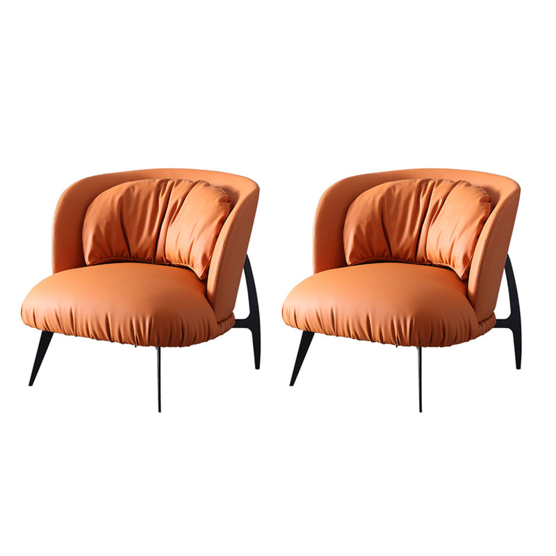 Modern Style Armless Black Metal Leather Lounge Chair with Pillow Back