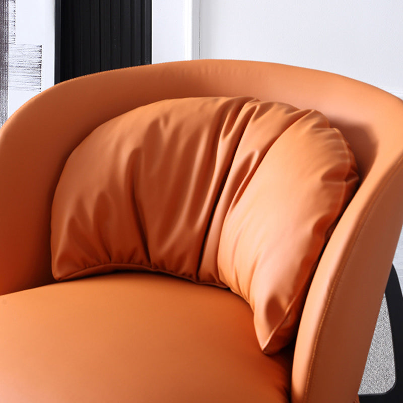 Modern Style Armless Black Metal Leather Lounge Chair with Pillow Back