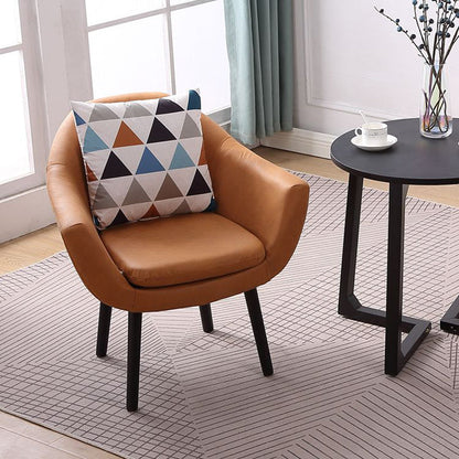 Modern Style Wood Armrest Cushion Back Strap Pillow Arm Chair