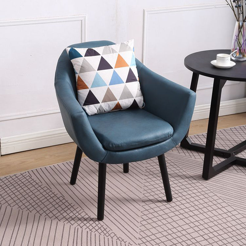 Modern Style Wood Armrest Cushion Back Strap Pillow Arm Chair