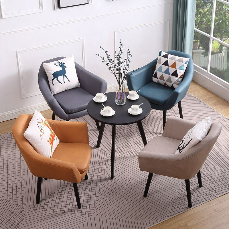 Modern Style Wood Armrest Cushion Back Strap Pillow Arm Chair