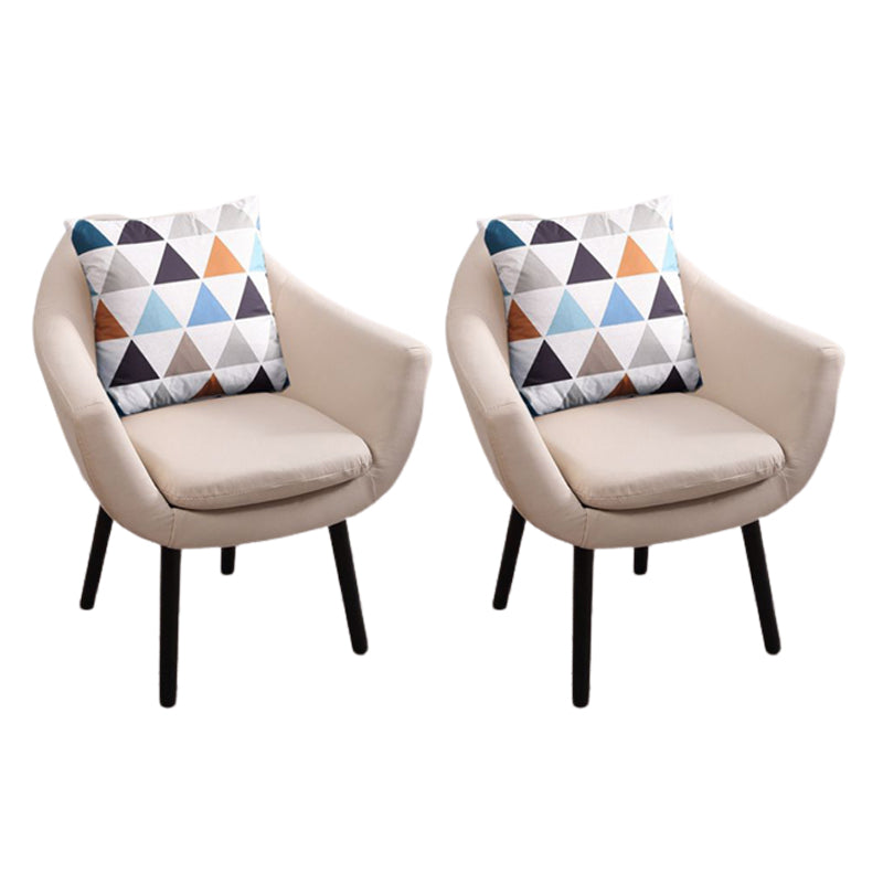 Modern Style Wood Armrest Cushion Back Strap Pillow Arm Chair