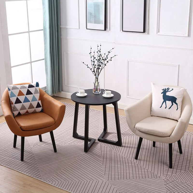 Modern Style Wood Armrest Cushion Back Strap Pillow Arm Chair