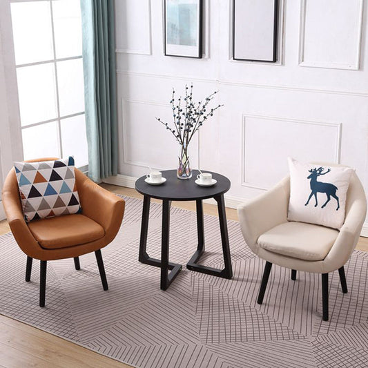 Modern Style Wood Armrest Cushion Back Strap Pillow Arm Chair