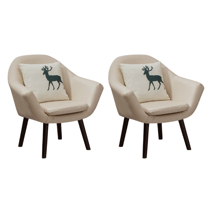 Modern Style Wood Armrest Cushion Back Strap Pillow Arm Chair