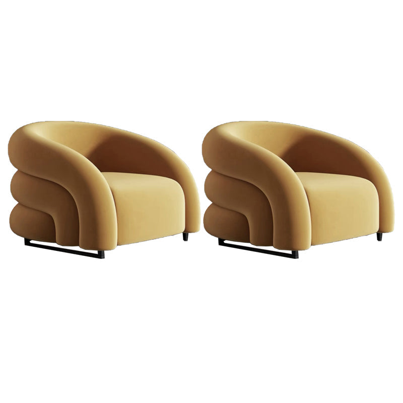 Nordic Style Fabric Armrest without Buffer Backrest Fabric Arm Chair Yellow 2 Piece Set Clearhalo 'Accent Chairs' 'accent_chairs' 'Chairs & Seating' 'furn' 'furn_accent_chairs' 'Furniture' 'Living Room Furniture' 5662906