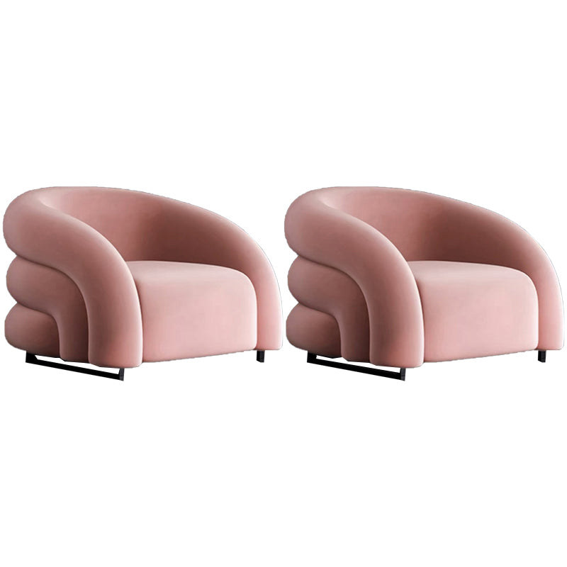 Nordic Style Fabric Armrest without Buffer Backrest Fabric Arm Chair Pink 2 Piece Set Clearhalo 'Accent Chairs' 'accent_chairs' 'Chairs & Seating' 'furn' 'furn_accent_chairs' 'Furniture' 'Living Room Furniture' 5662908
