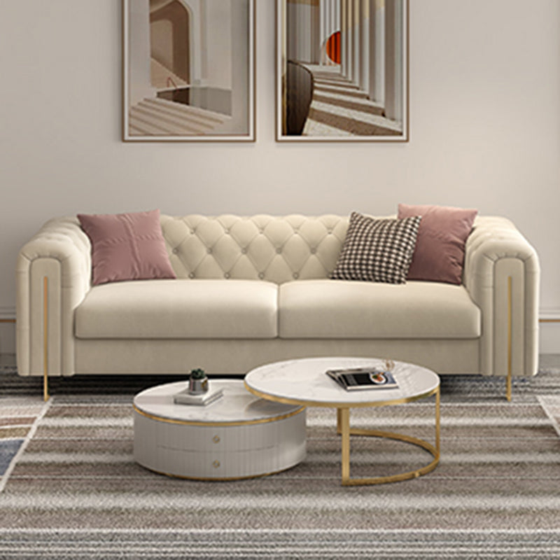 Divano a braccio di smoking divano bianco contemporaneo con back-back trapuntato