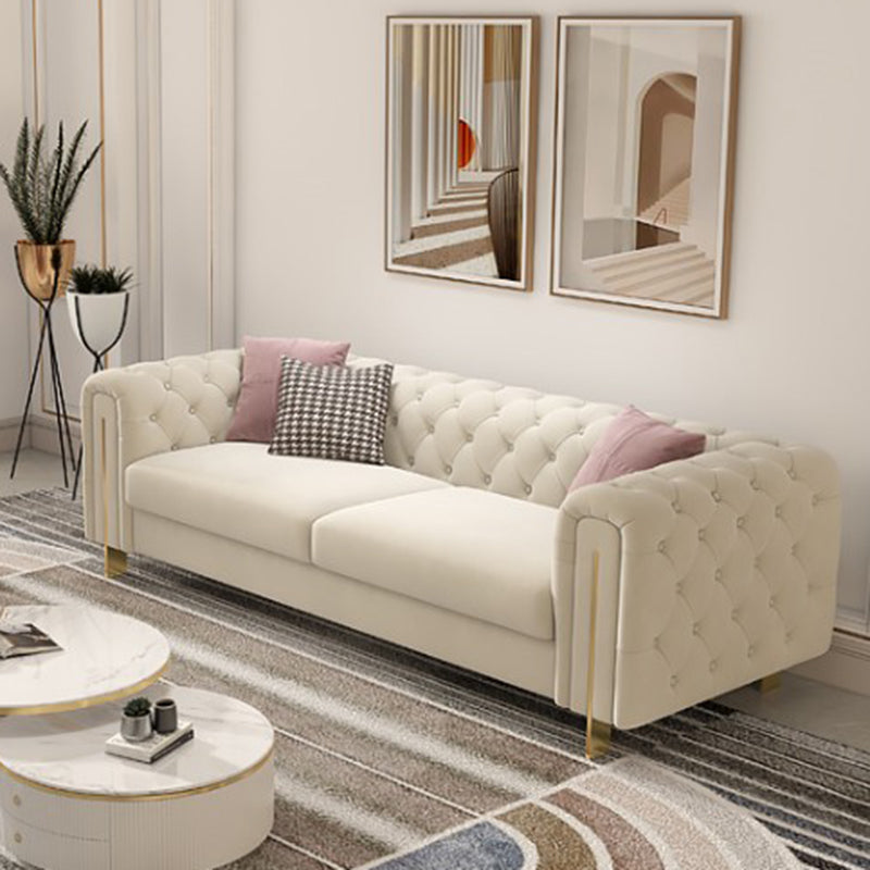 Divano a braccio di smoking divano bianco contemporaneo con back-back trapuntato