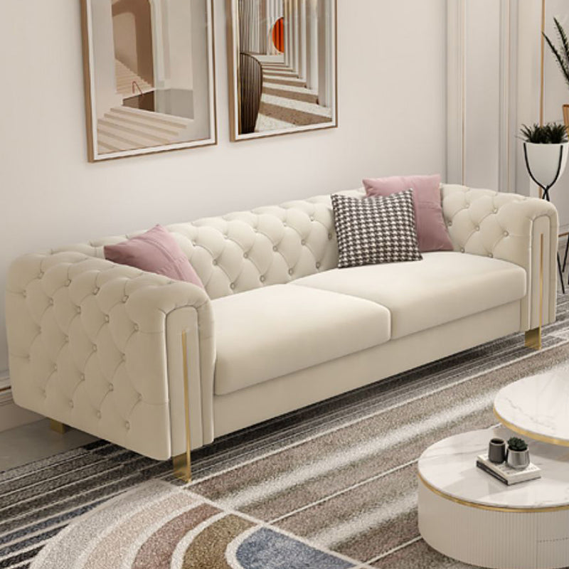 Divano a braccio di smoking divano bianco contemporaneo con back-back trapuntato